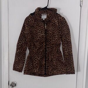 Charter Club Brown Leopard Print Teddy Jacket